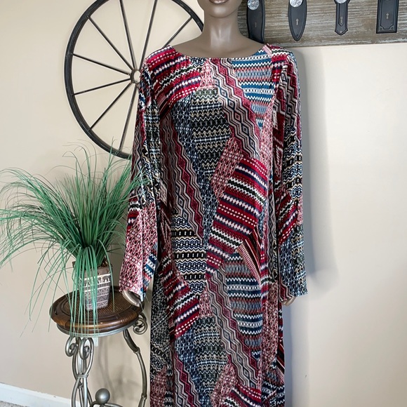 SUNDANCE Velvety Patchwork Print Maxi Silk Blend Dress Size 16 - Picture 3 of 15